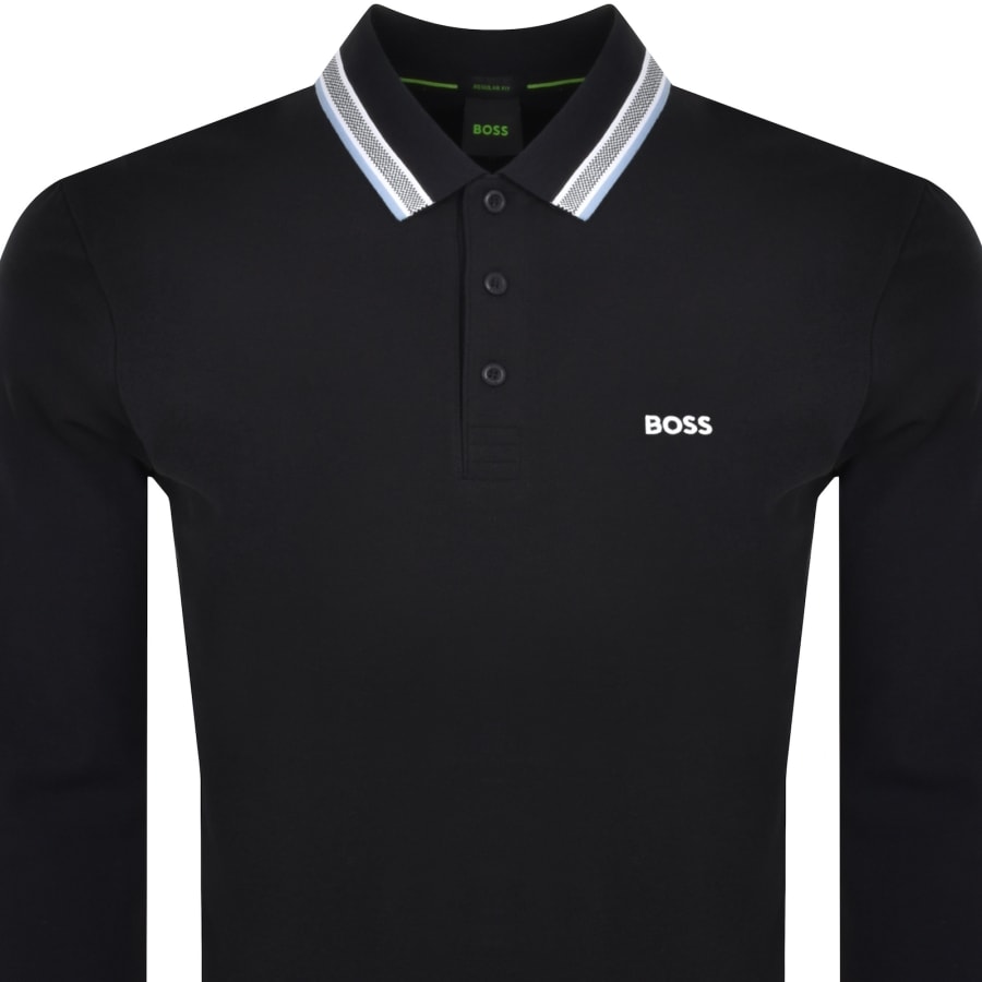 BOSS Plisy Long Sleeve Polo T Shirt Navy Mainline Menswear Canada